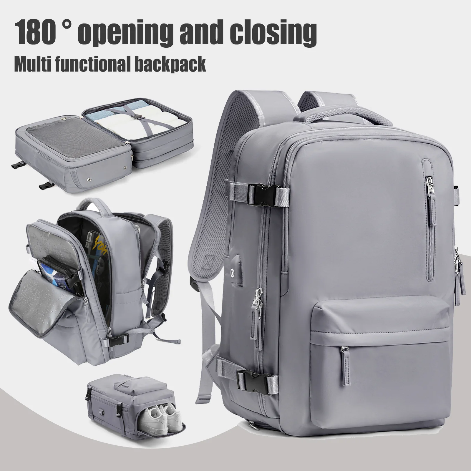 Classic Travel Backpack Women Men Expandable USB Bags Casual Outdoor Laptop Backpack Hiking Easyjet 45x36x20 Cabin Bag Carry-ons