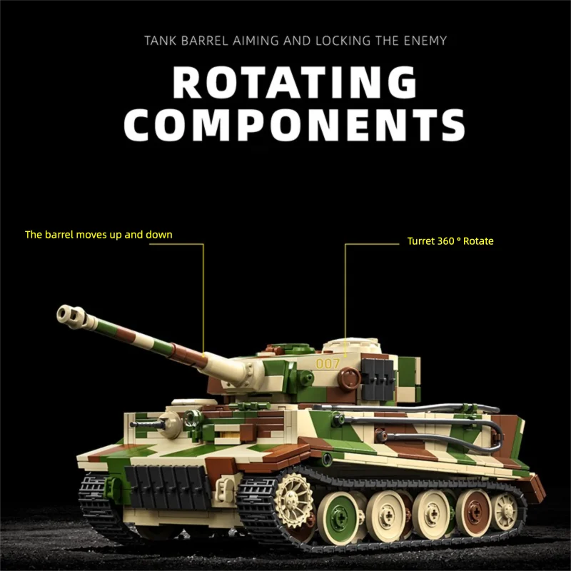 

1:28 Scale German Tiger Tank Building Blocks Set, DIY Model Bricks Toy, Military Collection Gift for Adults Christmas