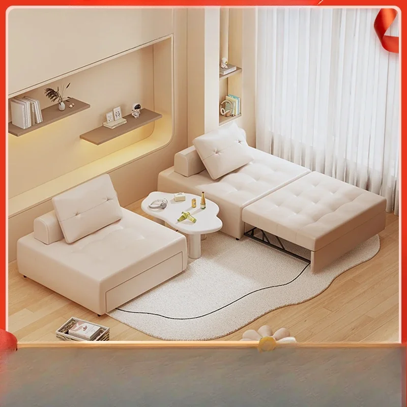 

Sofa bed folding dual-purpose 2024 new small apartment single household cream wind integrated dual-purpose puff telescopic bed