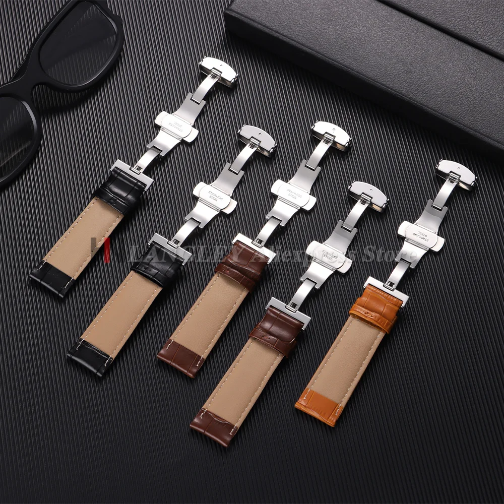 Genuine Calfskin Leather Watch Straps 12/13/14/15/16/17/18/19/20/21/22/23/24mm Universal Replacement Bands with Butterfly Buckle image 6