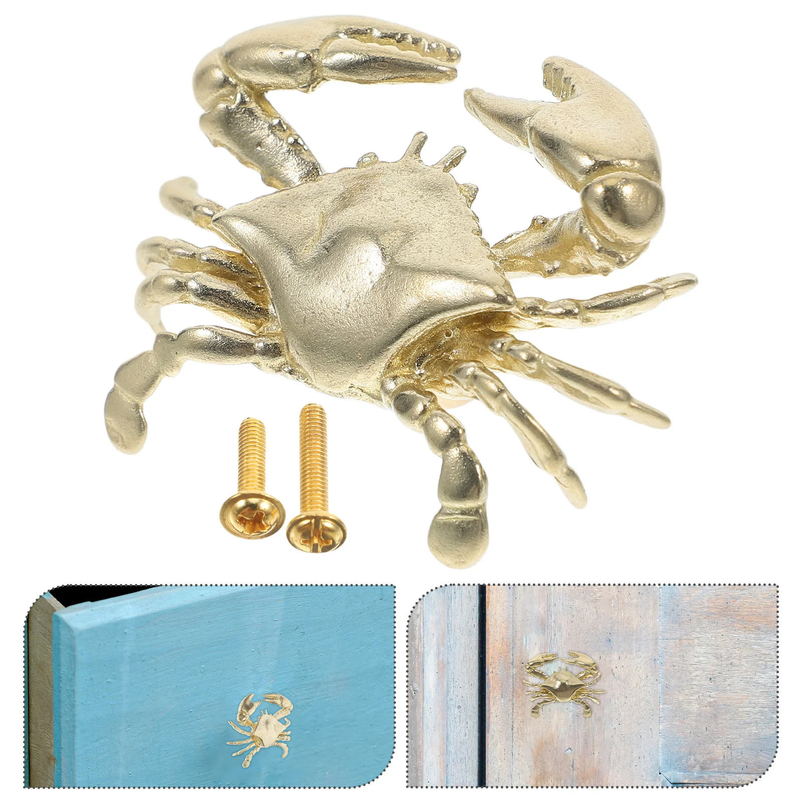 

1pc Brass Crab Drawer Pull Handle Sea Theme Cabinet Knob Retro Furniture Hardware Ocean Inspired Cupboard Pull For Kitchen