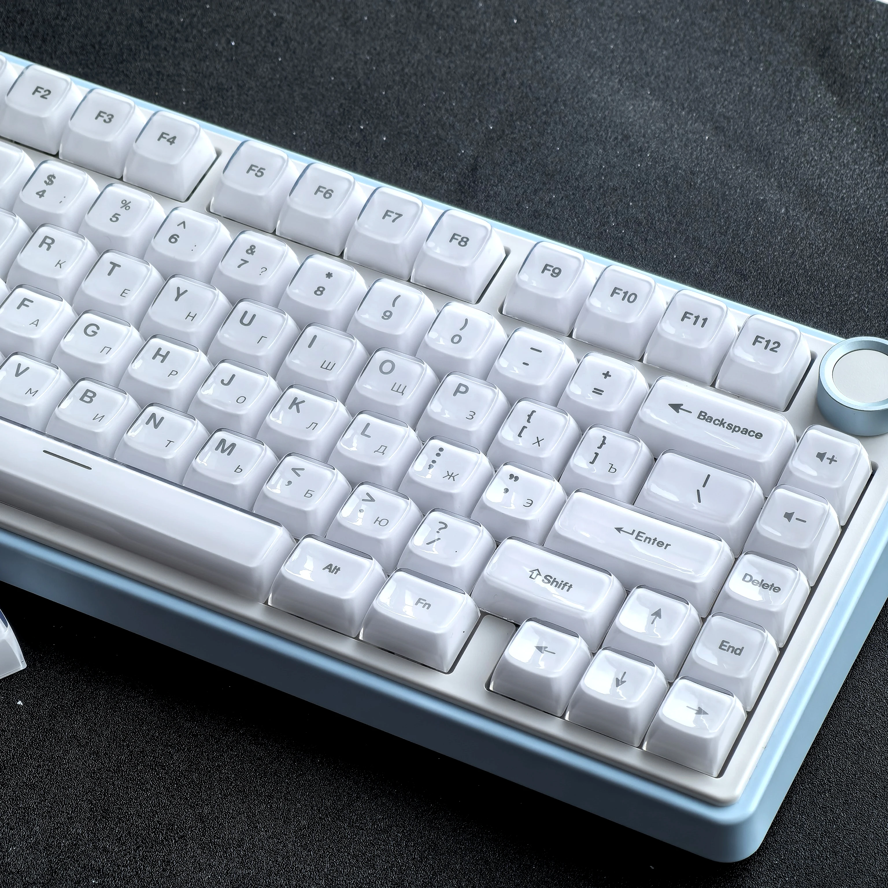 MAIMOOO White Russian Jello Keycap Russian English 132Keys Pc Oem For Aula F75/F99 Diy Mechanical Keyboard Crystal Hangul Keycap