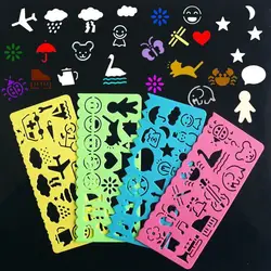 Art Painting Template Ruler for Children, Puzzle Papelaria, Desenho Figura, Papelaria dos desenhos animados, Material de escritório, 4pcs por conjunto