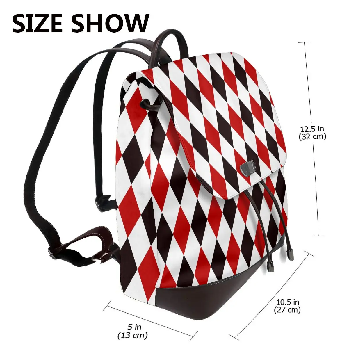 Harlequin Plaid Playing Cards Diamond Bookbag School Student Bags Hiking Travel Daypack for Women Fashion Derma Backpack