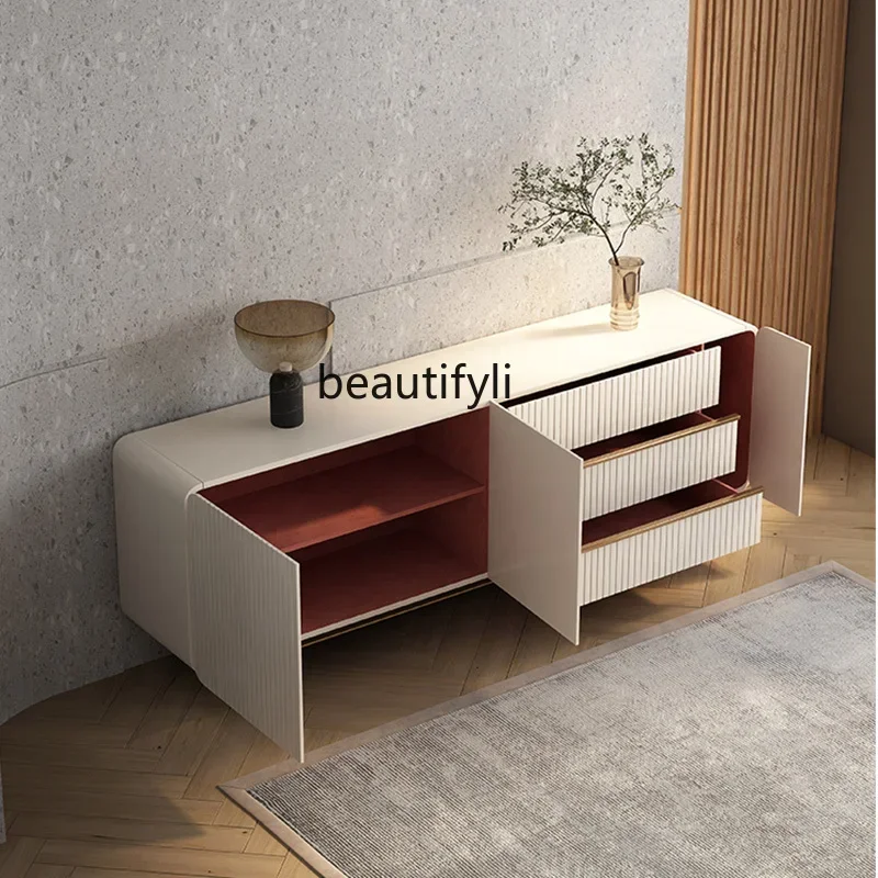 

02Italian minimalist entrance light luxury dining side locker living room entrance decorative cabinet