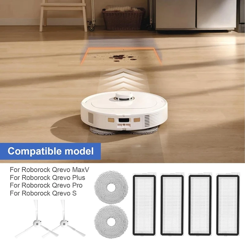 Abno-kit de acessórios para robô aspirador de pó roborock qrevo maxv/qrevo pro/qrevo s, peças de reposição, almofadas de esfregão, filtros hepa