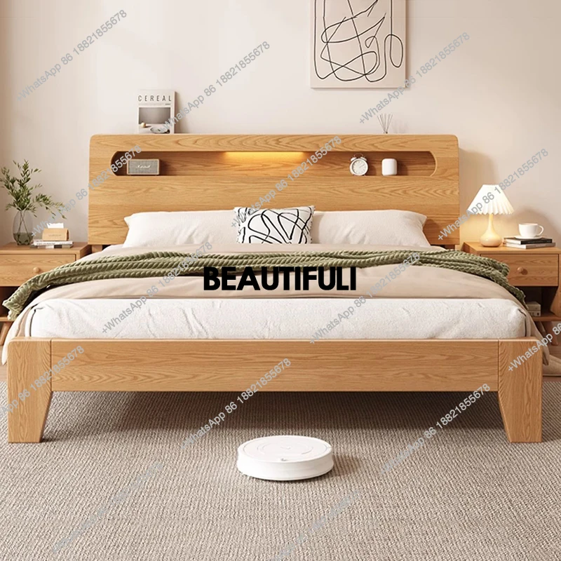 Plataforma De roble cama moderna De madera doble Simple Queen cabeceros De Hotel grande camas King armarios gemelos Cama De Casal muebles De dormitorio