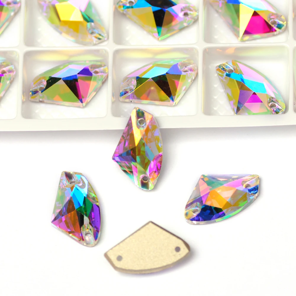 PUBRILEX Großhandel Glas K9 Strass Kanten mit Facettenschliff 3256 Strasssteine Galactic zum Aufnähen für Kleidung, Taschen und Accessoires – Detail 7