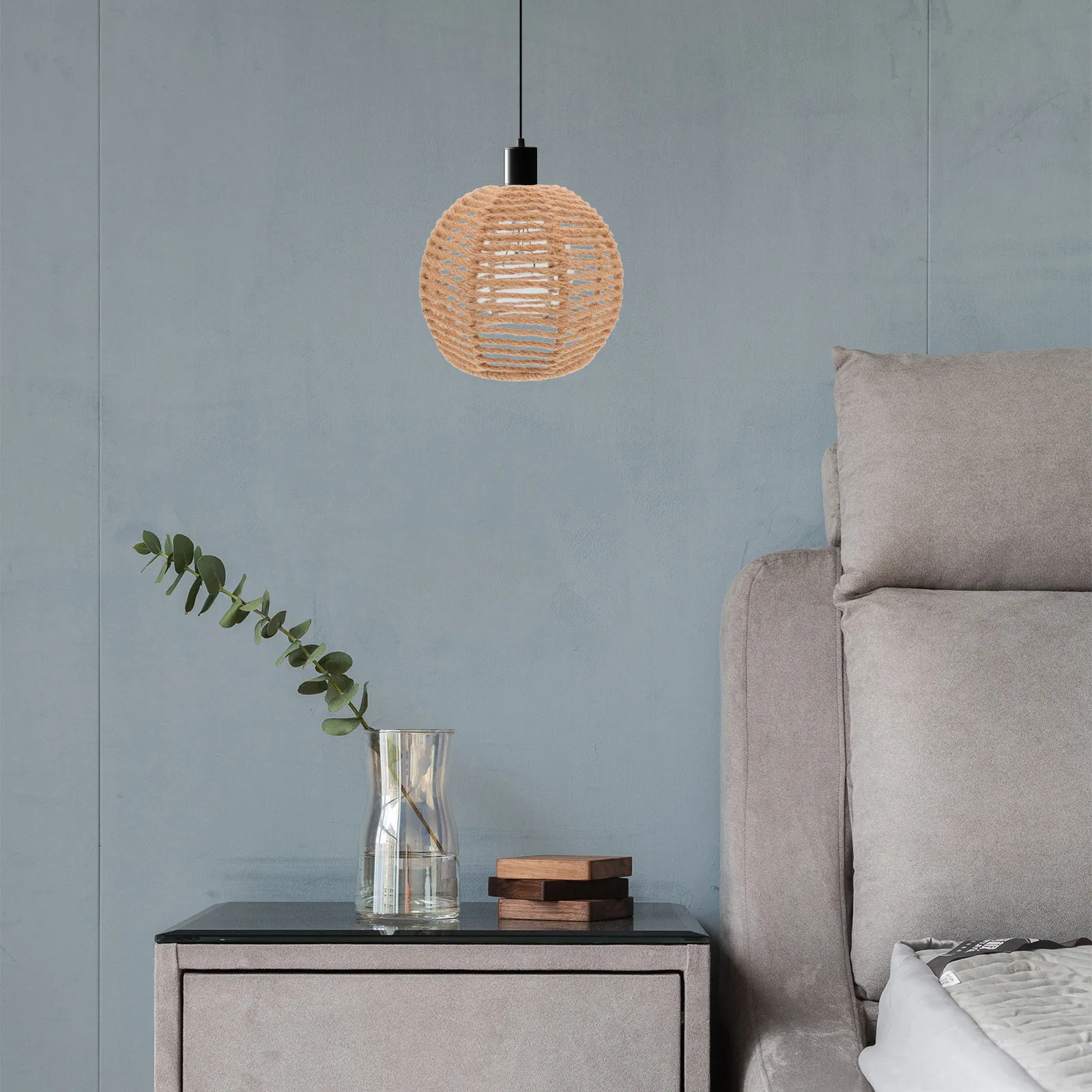 

Iron Jute Rope Lamp Shade Hand Woven Vintage Ceiling Light Cover For Living Room Bedroom Farmhouse Pendant Rustic Hanging