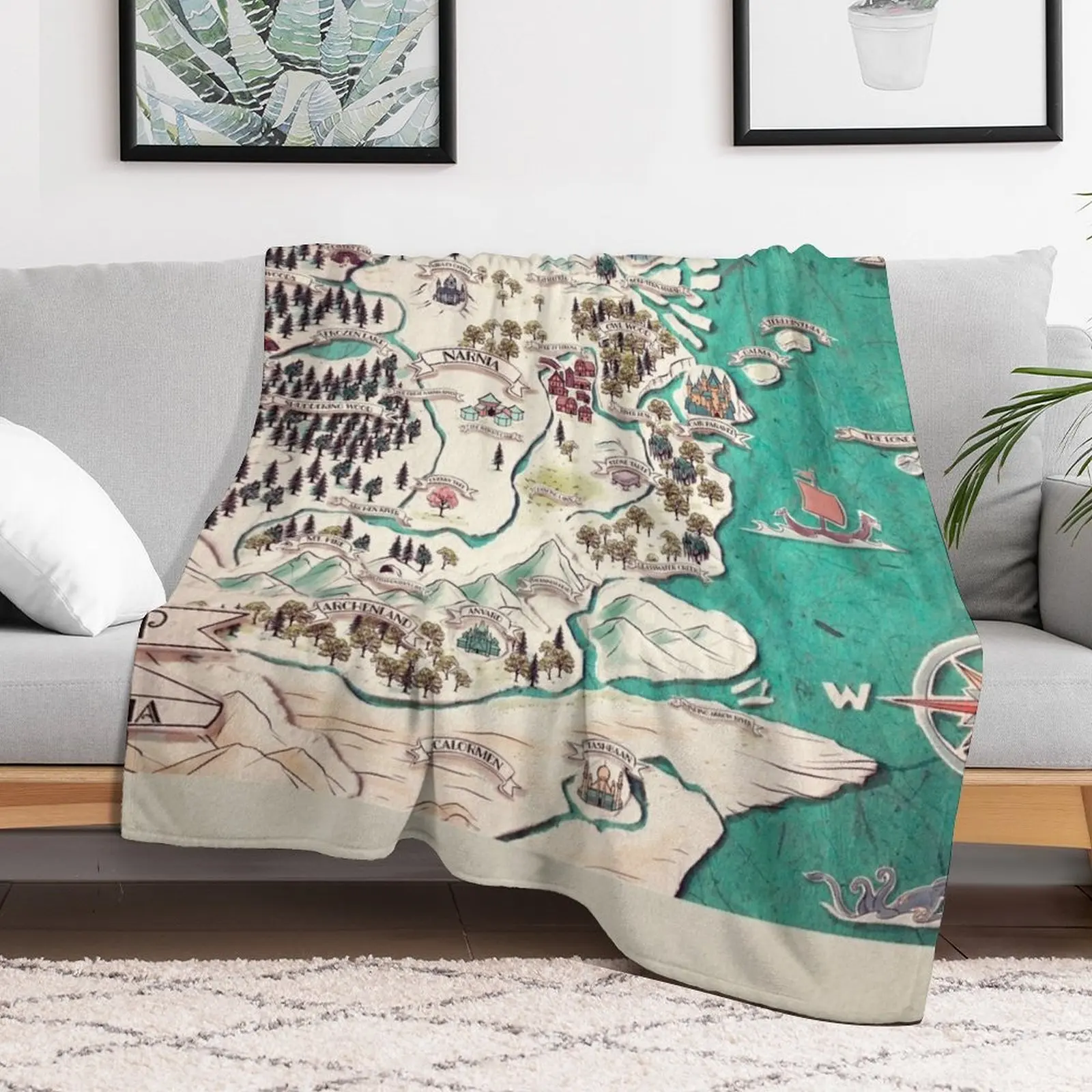 

Map of Narnia Throw Blanket Decorative Sofas blankets ands Winter beds Blankets