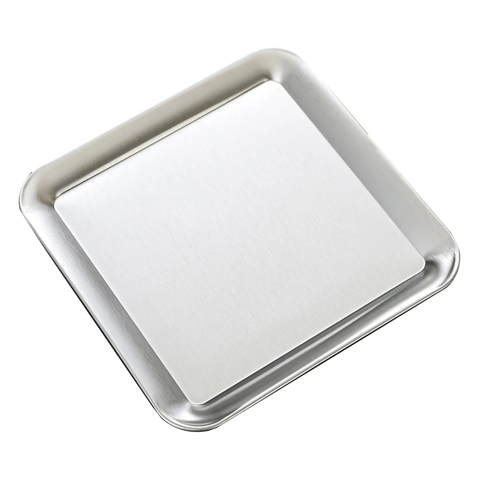 Serving Platter Square Stainless Steel Dish Tray Barbecue Plate Silver Color For Home