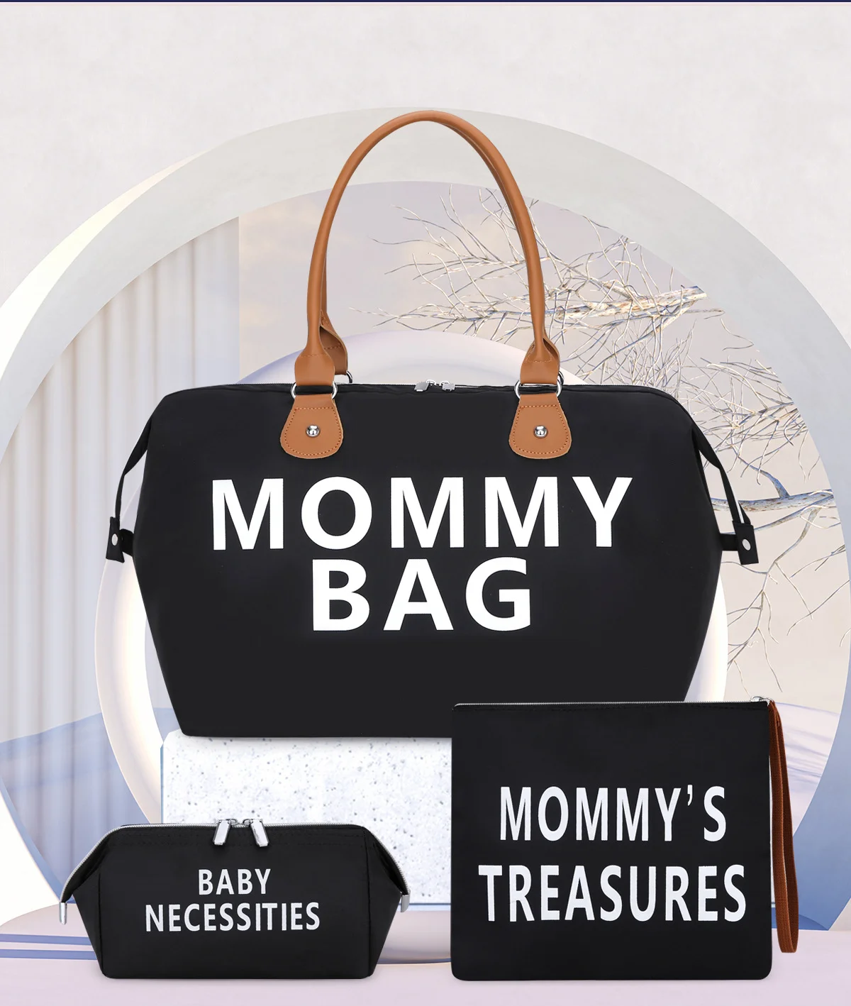 Travel bag mommy bag three piece set shoulder bag handbag tote bag dry and wet separation