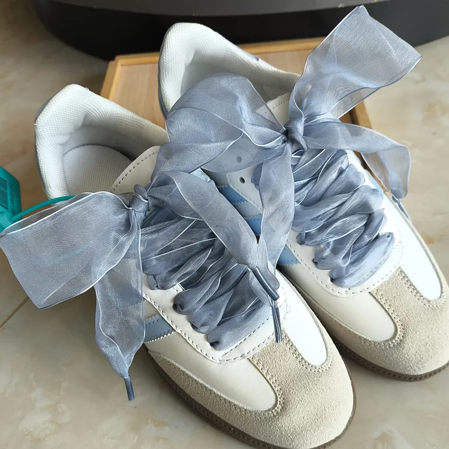 4 cm Width Organza Shoelaces DE Training Shoes Beautiful Chiffon Transparent Lace Widened Leisure Sports Shoes Laces DIY Decorat image 2