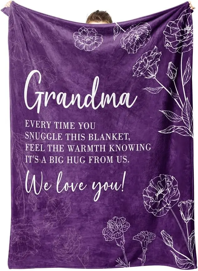 

Grandma Gifts Blanket,Grandmas Birthday Gift from Grandkids, Throw Blanket 60" x 80", Purple