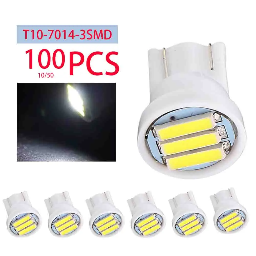 T10 3 SMD 7014 LED 3SMD 7020 1W White W5W Wedge License Plate Light Lamp Car Light Source 12V DC Car Accessories