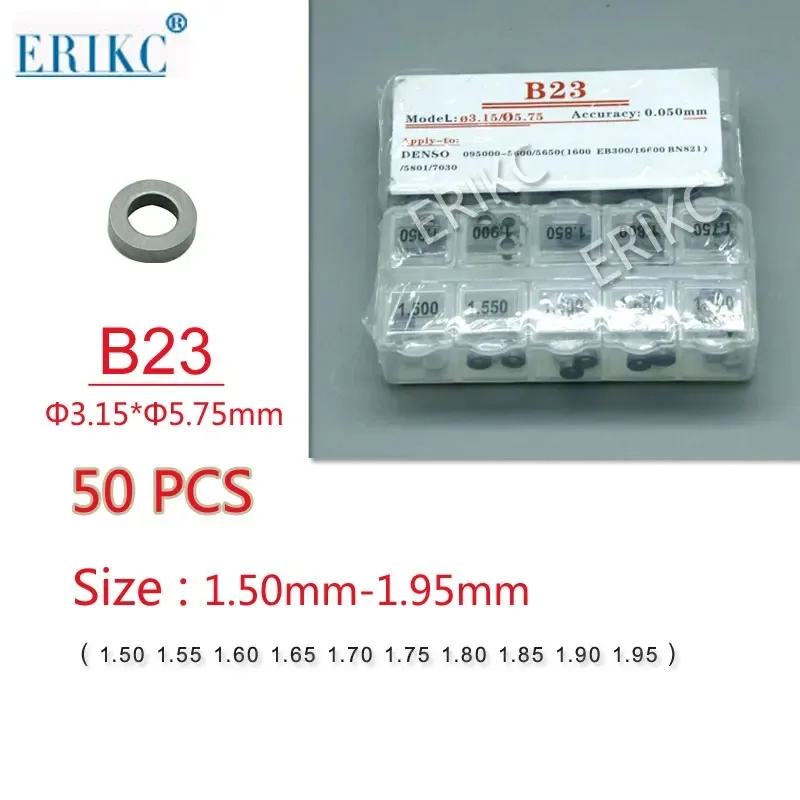 

ERIKC B23 Common Rail Injector Washers 50 Pieces and Auto Diesel Engine Injection Shims Sizes 1.50-1.95mm