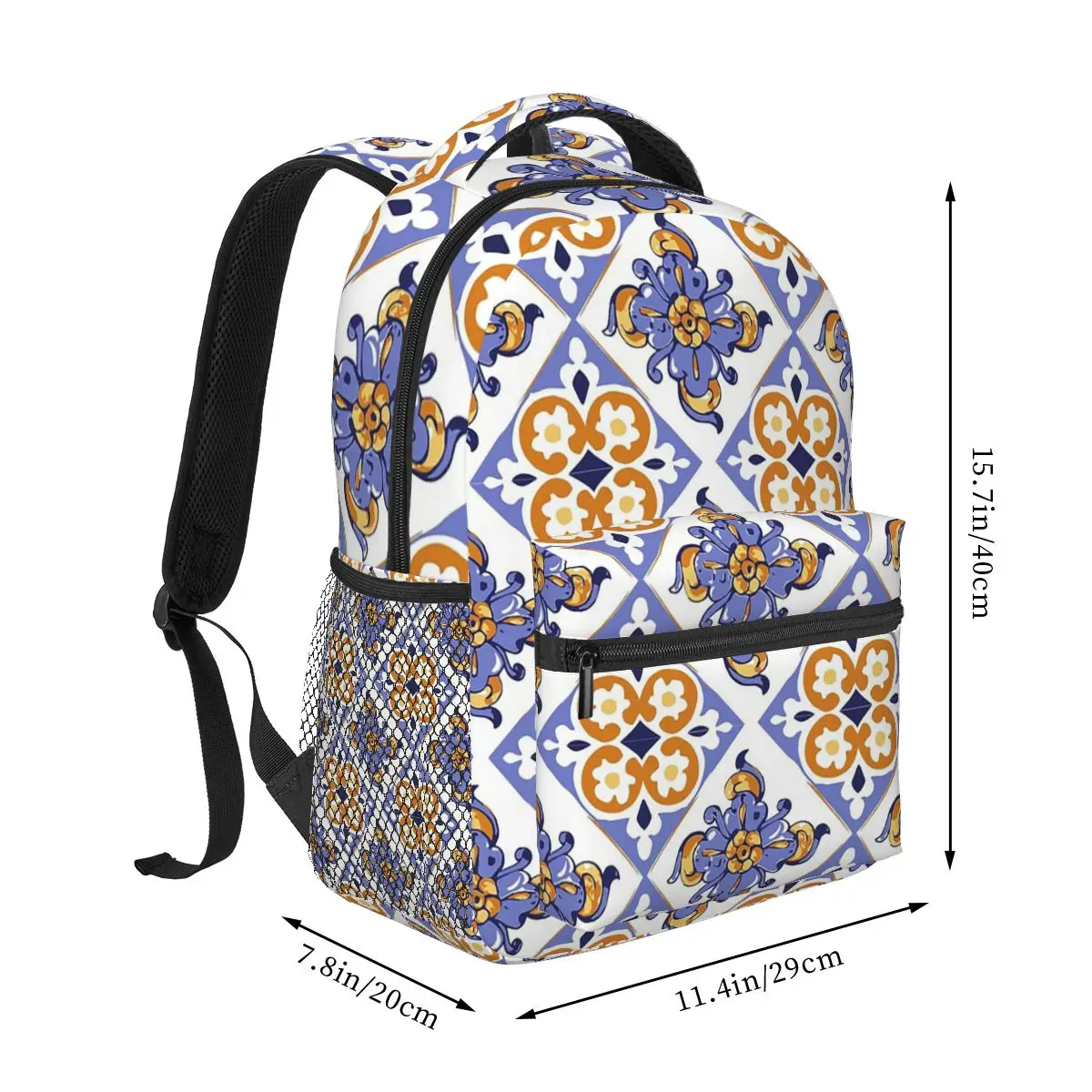 Colorful Floral Tiles Backpack Hot Sale Daypack Large Capacity Boys Girls BookBag School Bag Shoulder Bags for Men Women