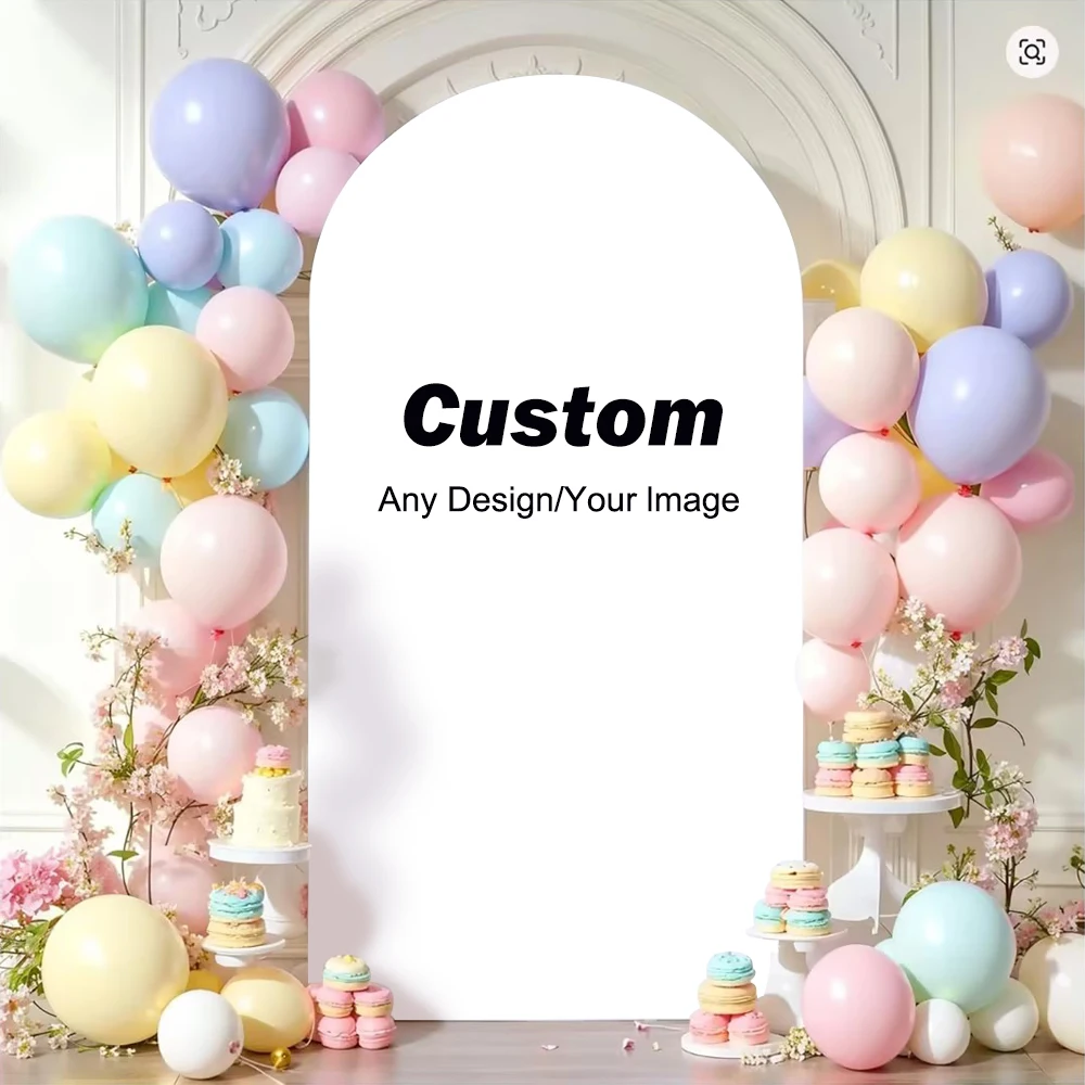 Personalized Arched Backdrop Cover Custom Wedding Kids Birthday Party Baby Shower Background Single/Double-sided Photo Studio