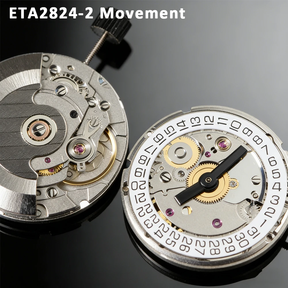 China 2824 Uhrwerk-Ersatz für ETA 2824-A2 Mechanisches Uhrwerk Genfer Streifen Armbanduhr-Uhrwerk mit 3-Uhr-Datumsanzeige
