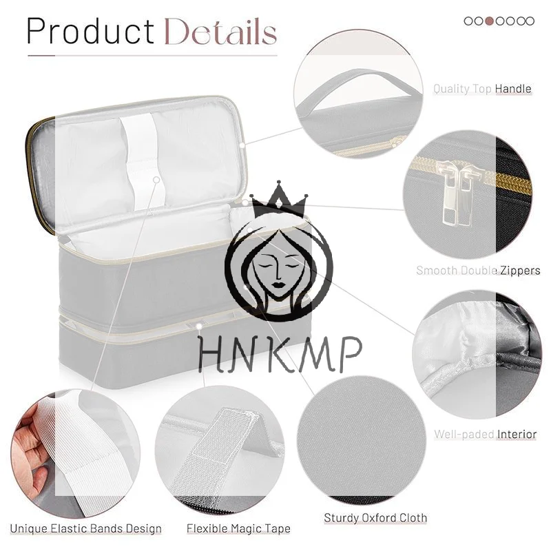 Double-Layer Hair Dryer Case Portable Fashion Waterproof Hair Curler Bag Travel Bags For Hair Dryer Curling Rod Large Capacity