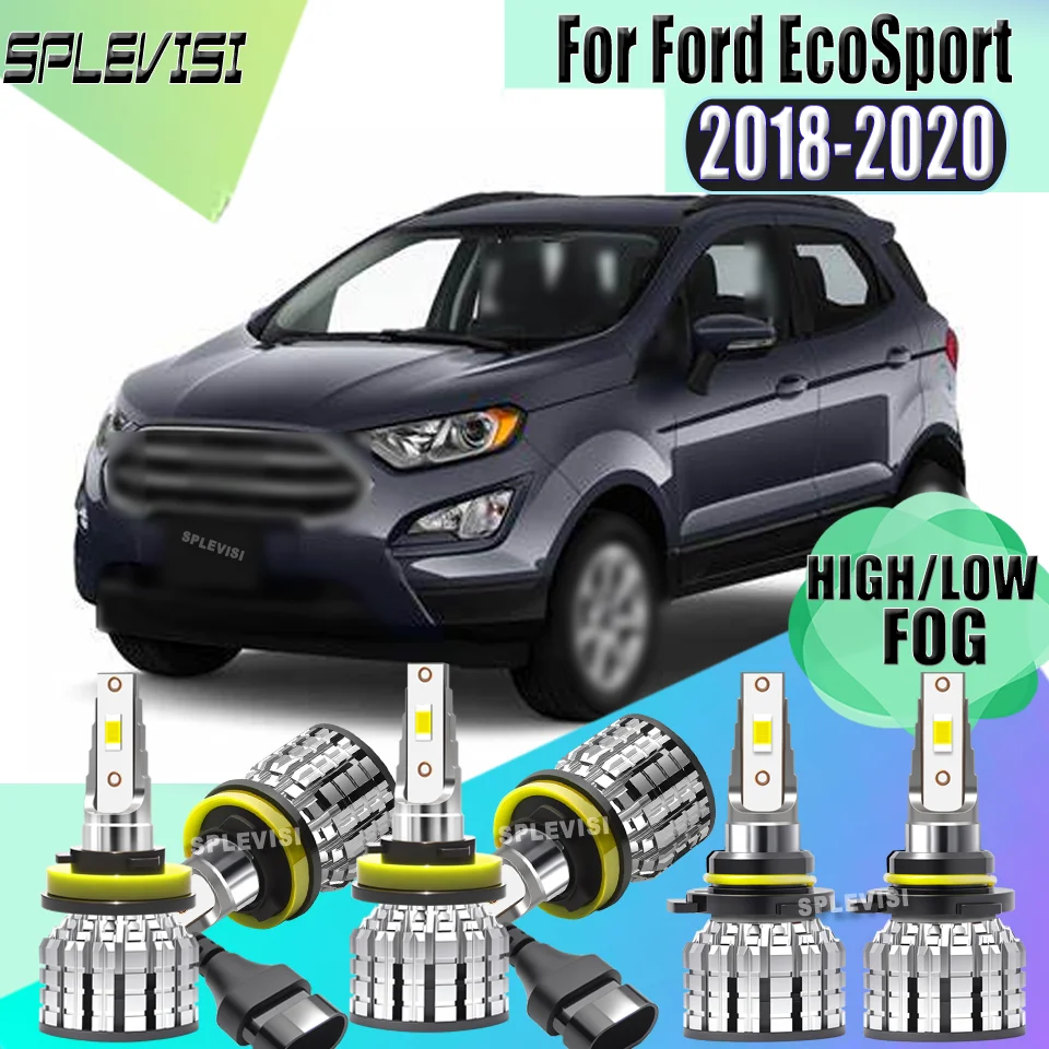 

6000K SPLEVISI Car LED Headlights Durable And Reliable 12V IP67 Waterproof Headlight Fog Lights For Ford EcoSport 2018-2020