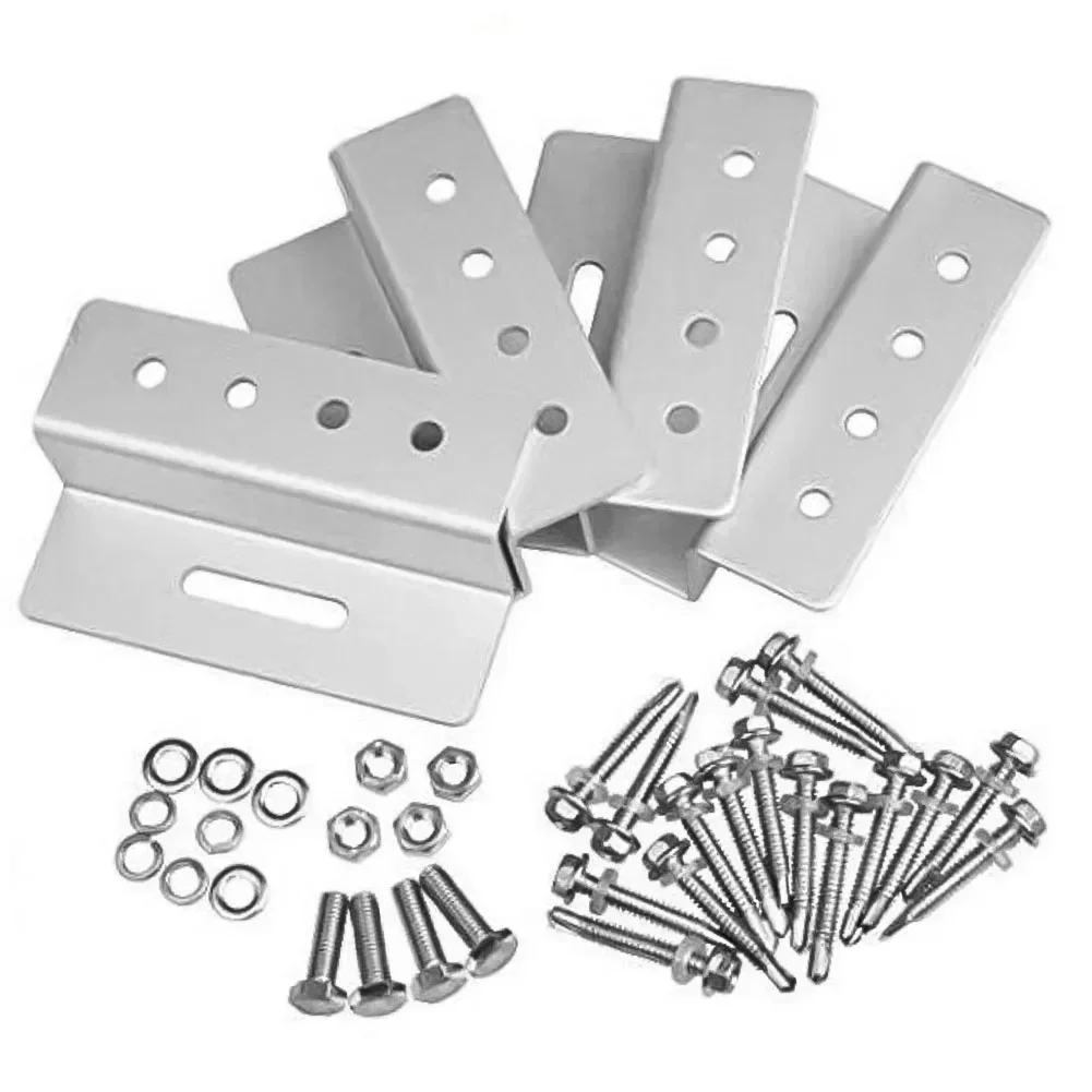 

4 Pack of Sturdy Aluminum Z Brackets for Solar Panel Mounting with Screws and Nuts for RV and Boat Installations