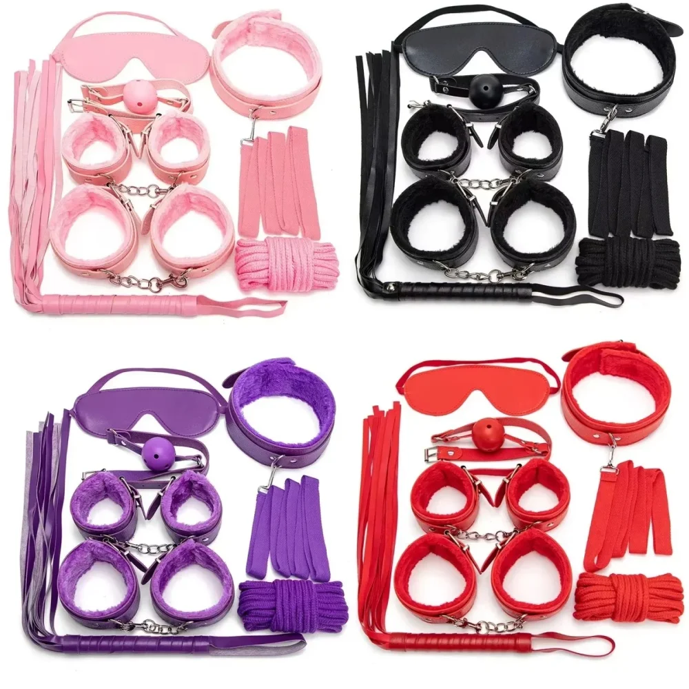 Sex Toy Kit Bondage Restraints Set Adult Toys Sex Toys Anal Plug Handcuffs Whip Gag Kits Sex Toys for Couples