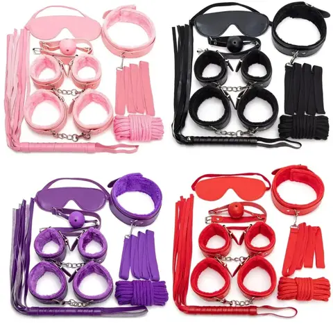 sexx Toy Kit Bondage Restraints Set Adult Toys sexx Toys Anal Plug Handcuffs Whip Gag Kits sexx Toys for Couples