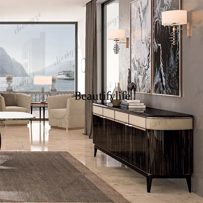 QQ Italian light luxury door cabinet facing the door shoe cabinet simple solid wood dining side cabinet high sense