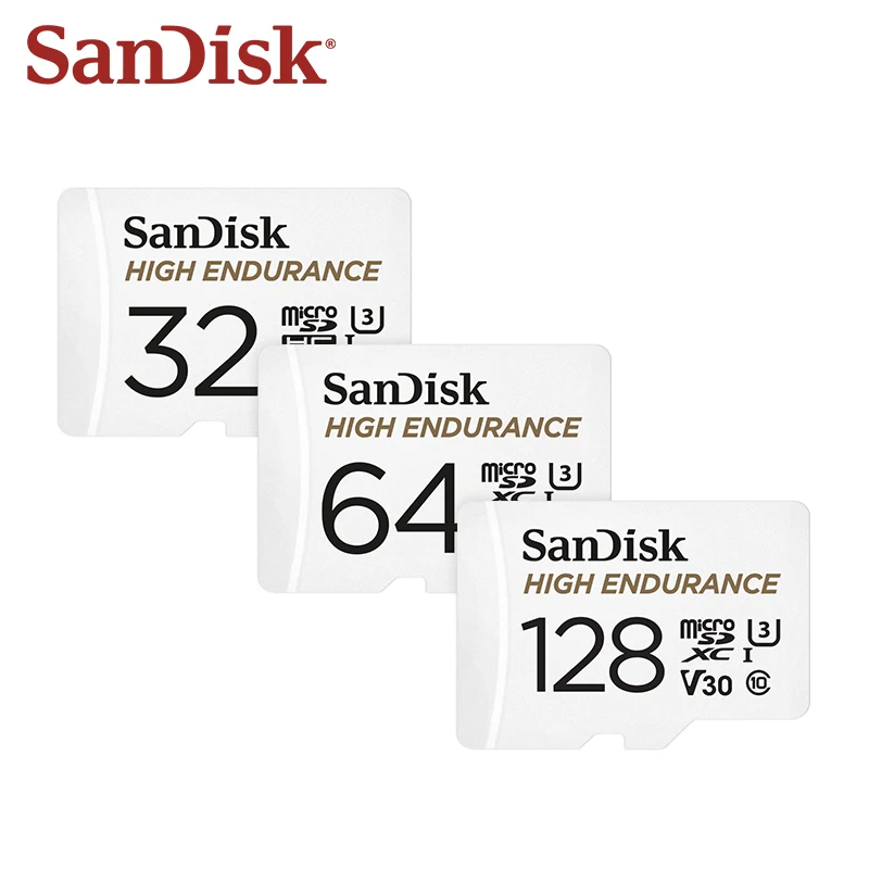 SanDisk بطاقة مايكرو SD عالية التحمل 4K UH MicroSDHC 32GB V30C10 MicroSDXC 64GB 128GB 256GB بطاقة الذاكرة الأصلية لكاميرا داش