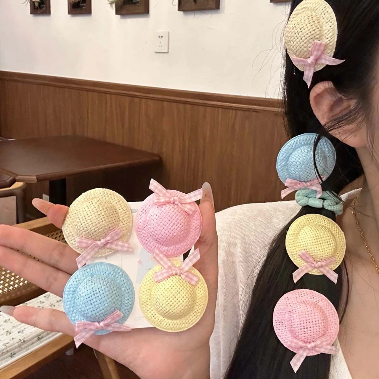 

Creative Hair Clips Summer Cute Woven Straw Hat Hairpins for Baby Girl Sweet Kids Barrettes Fashion Hair Accessories Headdress