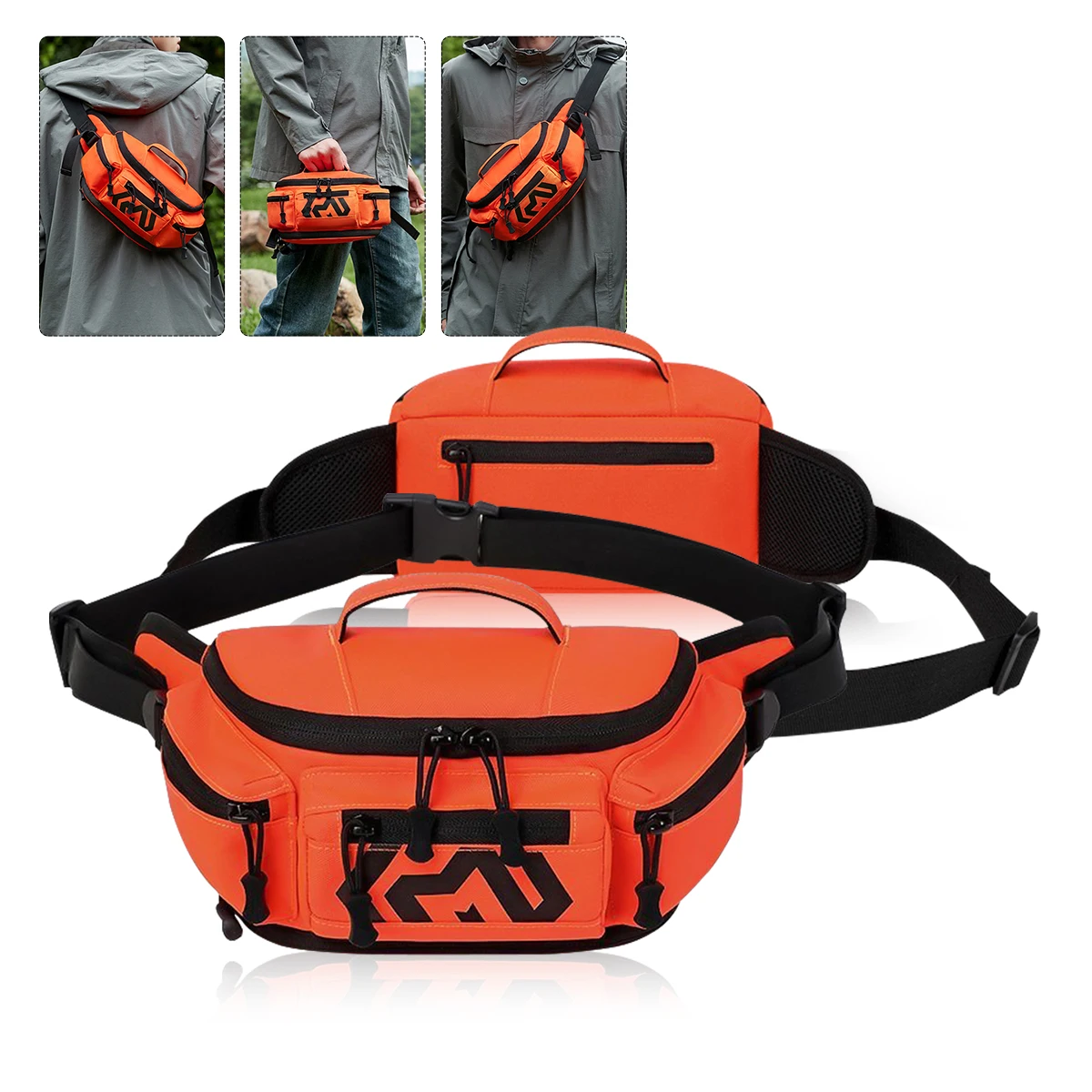 Motorcycle Outdoor Multifunctional Fanny Waist Bag Crossbody Package Motocross Cycling Pack Anti Splash Waterproof Orange Black