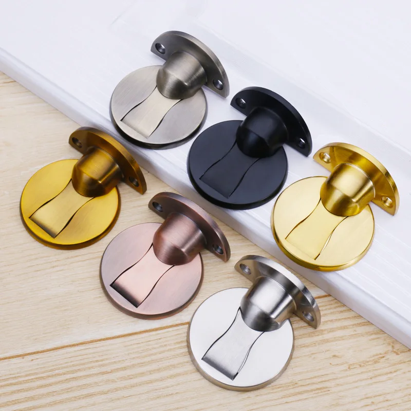 Invisible Magnetic Door Stopper Stainless Steel Punch-free Windproof Mechanical Self-locking Door Stop Door Stopper