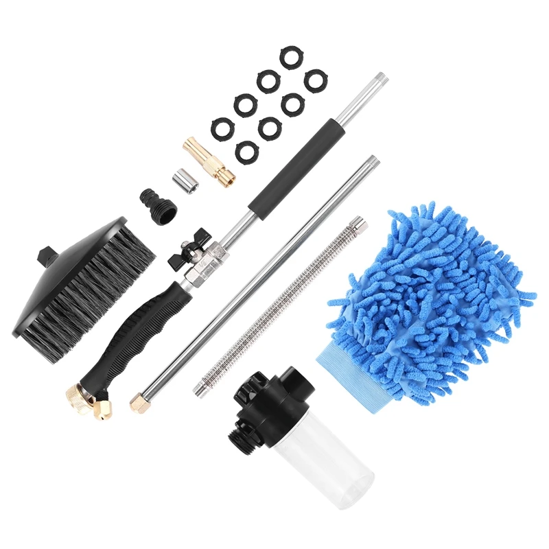 

Extendable Hydro Jet Hose Pressure Washer Wand For Garden Hose, Jet Car Washer With Soap Dispenser And Car Wash Brush