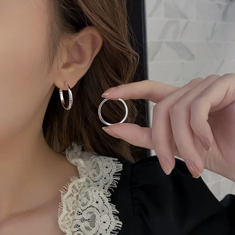 925 Sterling Silver Hot Sale kolczyki koła prosty temperament koło gorąca Semale seksowna biżuteria na prezent dla kobiet