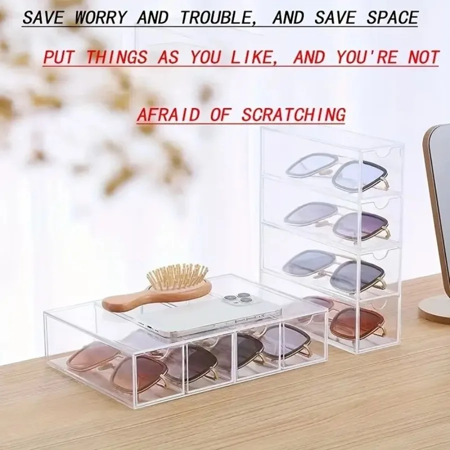

2pcs Transparent Drawertype Multifunctional Storage Box Acrylic Cosmetics Stationery Organizer Box Multicompartment Dustproof L