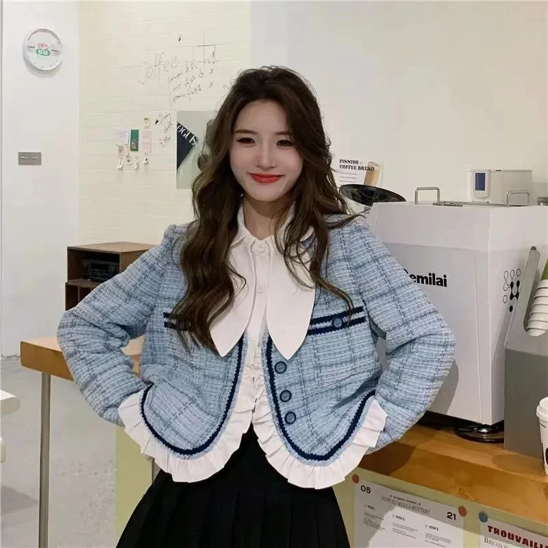 

Women's Short Jacket 2026 Spring Autumn Korean Version Comfortable Ladies Small Fragrance Outerwear Elegant Loose Ladies Coat