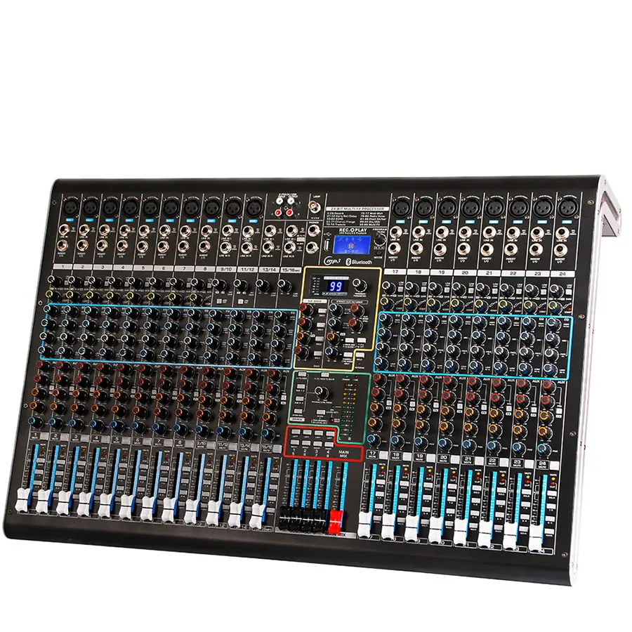 

OEM DX24C Professional Audio Mixer Built-in 99 Kinds Of DSP Reverb Effect 24 Channel Audio Mixer For Stage USB Audio Mixer