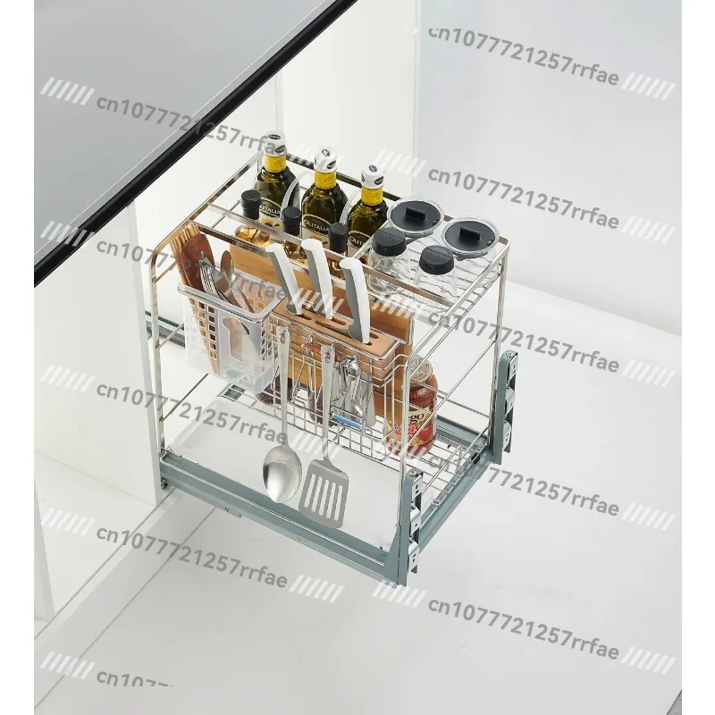 Pull-out kitchen stainless steel pull-out basket drawer spice kitchen cabinet spice basket
