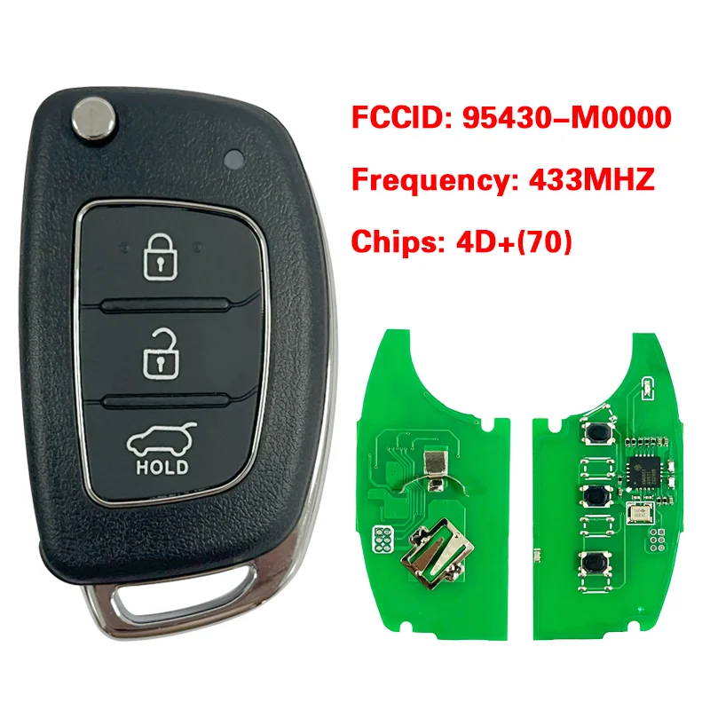 For Hyundai 2016 Creta Flip Key Auto Remote 433Mhz 4D60 Chip Part Number 95430-M0000 / RKE-4F34