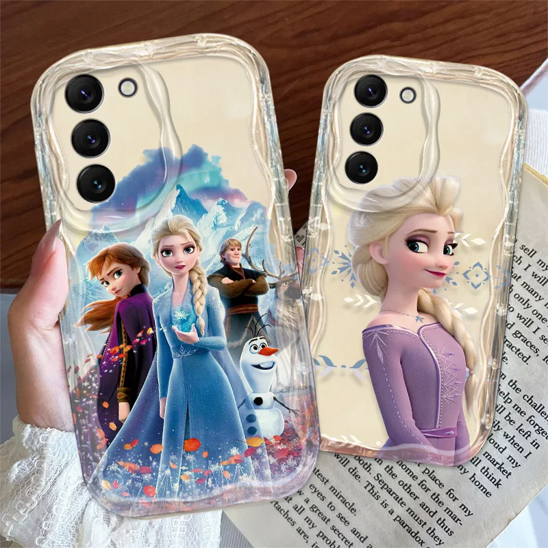 Disney Frozen Elsa Princess Phone Case For S21 S23 S24 Ultra Plus FE A55 A35 A25 A05S A54 A53 A52 A33 A32 Wave Oil Cover