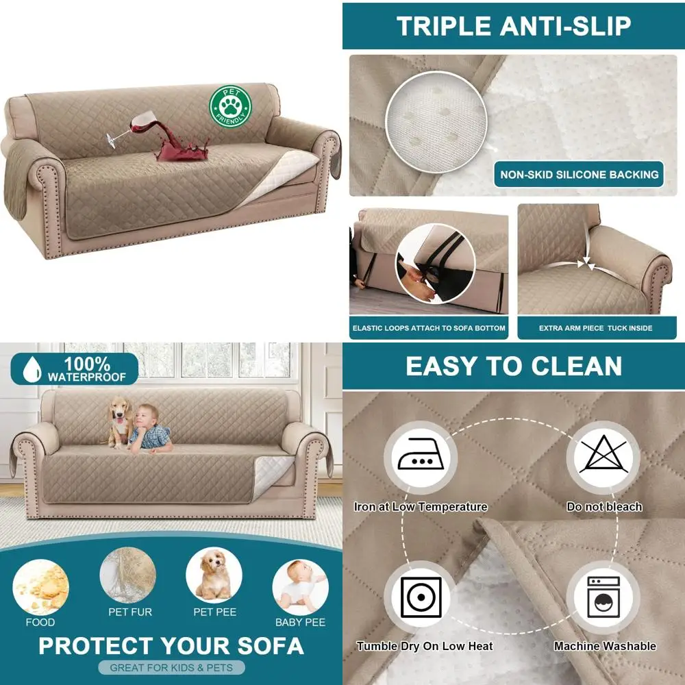 

Waterproof Dog-Friendly Sofa Covers - 100% Non-Slip Couch Protectors for 3 Cushion Sofas - Durable Slipcovers for Pet Protection