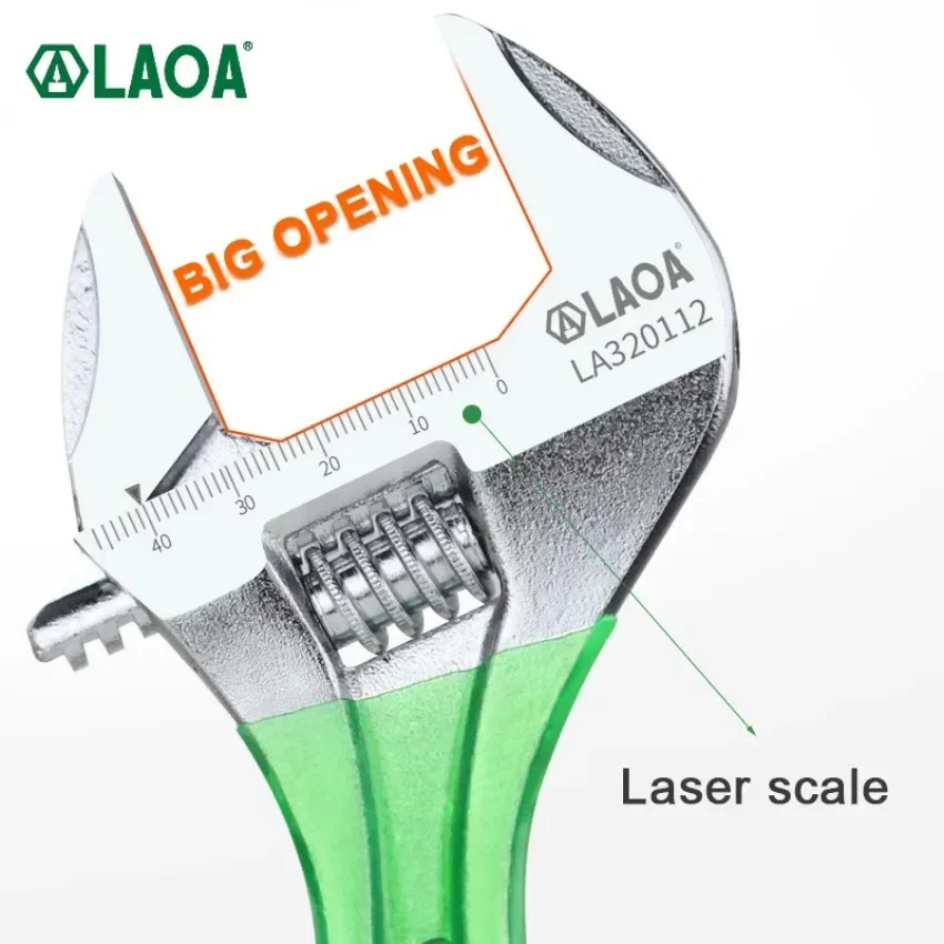 LAOA Large Opening Adjustable Wrench Light Spanner Multifunctional Bathroom Pipe Wrench 6-12 Inch Plumbing Repair Hand Tools