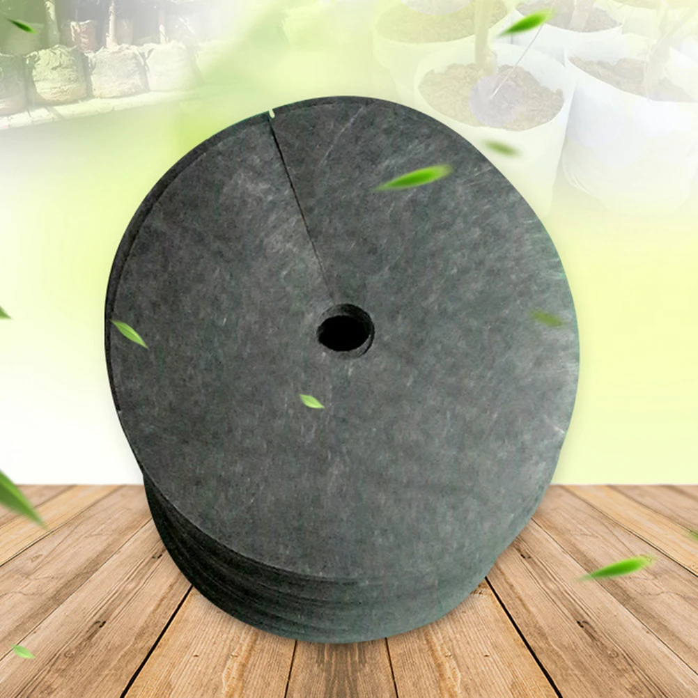 

10Pcs Non-Woven Breathable Weed Control Ground Cover Cloth 62cm Outer Diameter 7cm Inner Hole Garden Orchard Landscaping Weeding