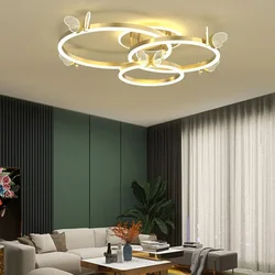 Modern LED Ceiling Chandelier Lighting for Living Study Room Bedroom Dimmable Home Gold 2 3 Rings Indoor Lighting Decor Lamps