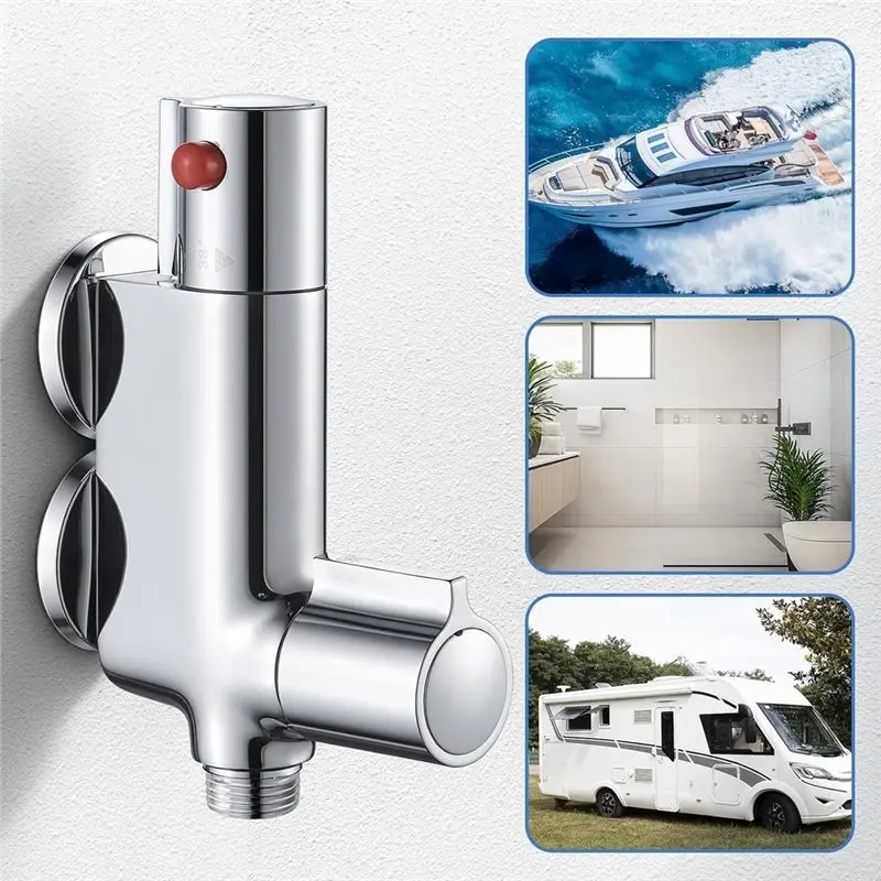 Mini-Thermostatic Shower Valve Brass For RV, Yacht, Boat, Vertical, Caravan, Shower Mixer Bar 1/2