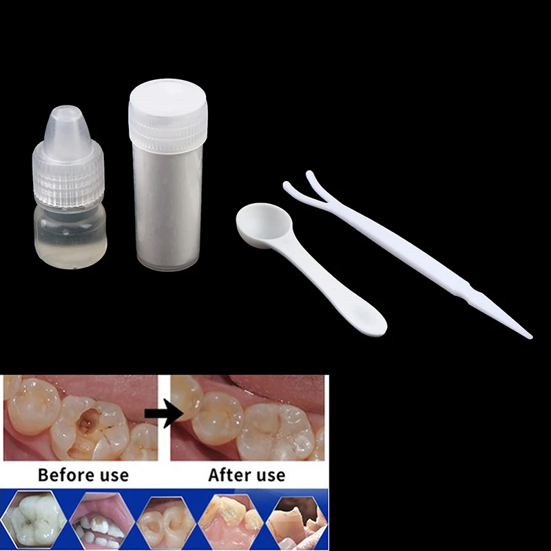 Conjunto de cola sólida para dentes falsos, não tóxico, cola para dentadura de halloween, dentaduras de vampiro, cosplay assustador, cola para dentes falsos, kit de reparo de lacunas