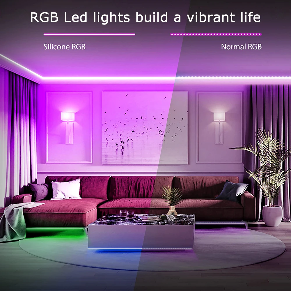 Imagem -05 - Luz Led de Néon com Controle Tuya App Tira de Silicone Puro Rgb 6x15 mm 24v Adequado para Decoração de Casa Atmosfera