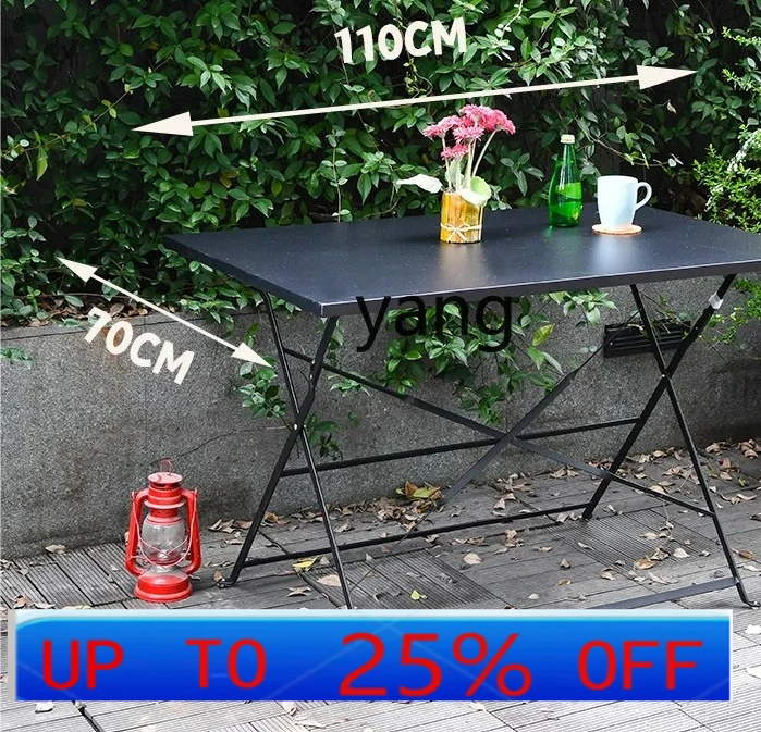 

LMM Outdoor Courtyard Balcony Iron Rectangular Folding Table Modern Leisure Minimalist Creative Coffee Shop Terrace Table