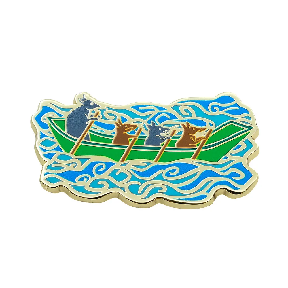 Rowing Mouse Brooch Medieval Mouse Illustration Enamel Lapel Pin Cute Cartoon Animal Badge Backpack Decoration Collar Accessory